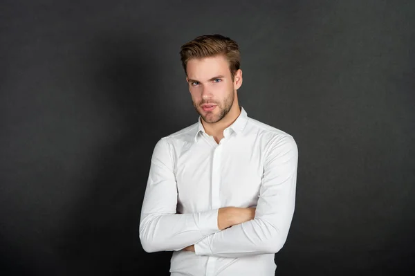 Handsome ceo in shirt on black background, business — Fotografia de Stock