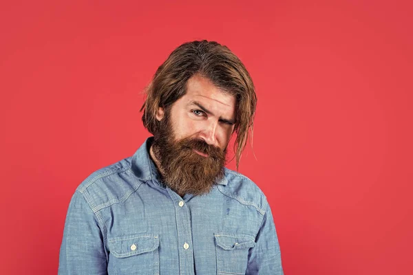 Caucasian hipster with beard and stylish hair, fashion — Stock Photo, Image
