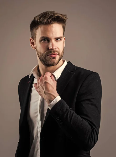 Male with fashionable groomed hair and beard, barber — Stock Photo, Image