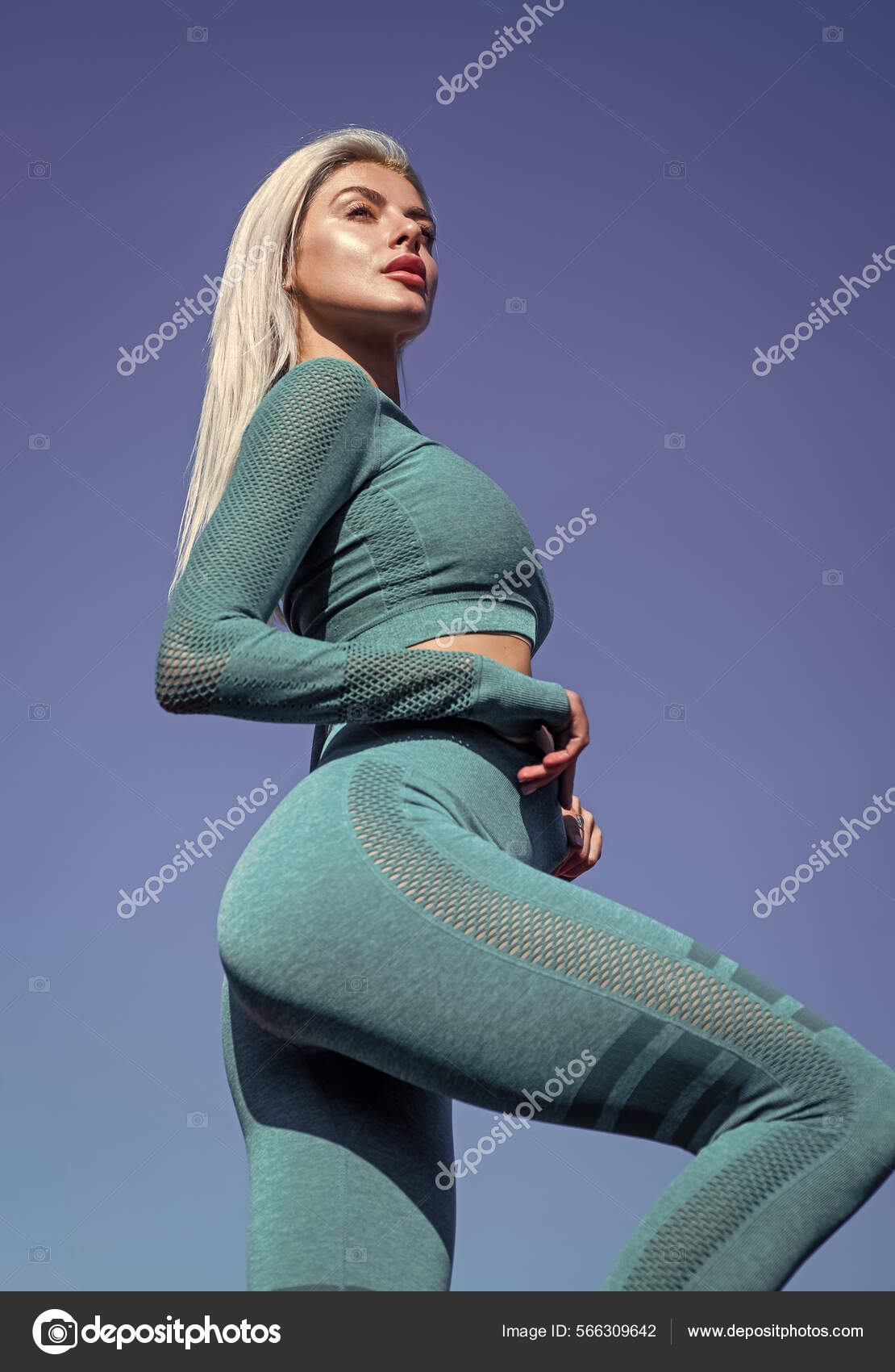 Sexy woman with tight butt wear sportswear outdoor, fitness Stock