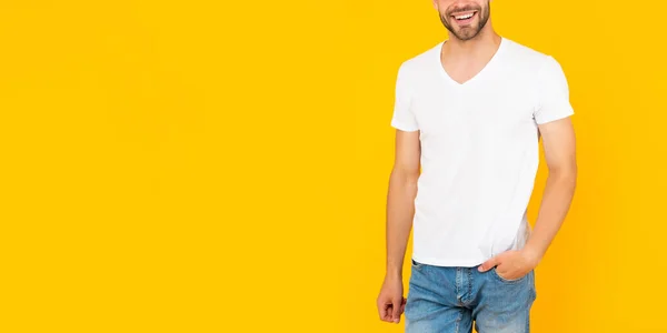 Cropped unshaven guy. male casual fashion. mens beauty. man with bristle in white shirt. — Stockfoto