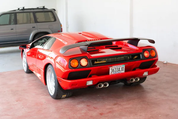 Miami Beach, Florida USA - April 15, 2021: red Lamborghini diablo, back view. luxury sport car — Stock Photo, Image