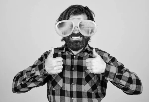 Μουσάτος Αστεία Γυαλιά Βάναυσος Τύπος Φοράει Καρό Πουκάμισο Άντρας Μουστάκι — Φωτογραφία Αρχείου
