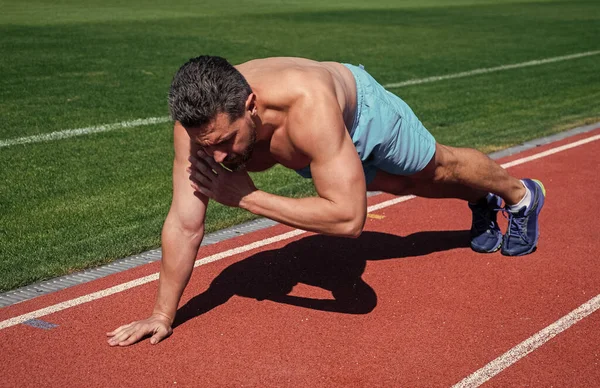 Man Plank Gezonde Levensstijl Routine Sportsucces Mannelijke Atleet Doen Ochtend — Stockfoto