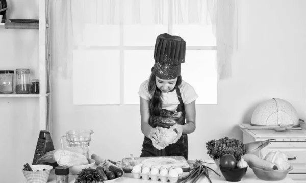 Girl Making Dough Baking Childhood — Stock Photo, Image