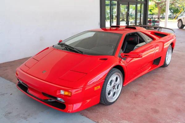 Miami Beach Florida Abril 2021 Lamborghini Diablo Rojo Ángulo Alto — Foto de Stock