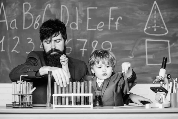 Nuestro Desafío Nuestro Progreso Vuelta Escuela Tubos Ensayo Laboratorio Frascos — Foto de Stock