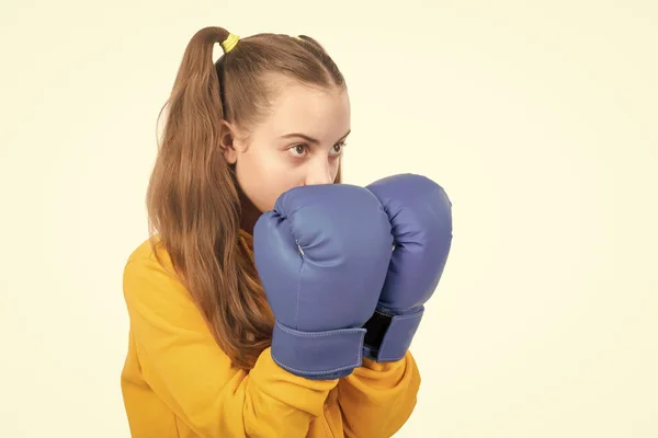 Active Healthy Childhood Knockout She Fight Concentrated Kid Punching Fist — Stock Photo, Image