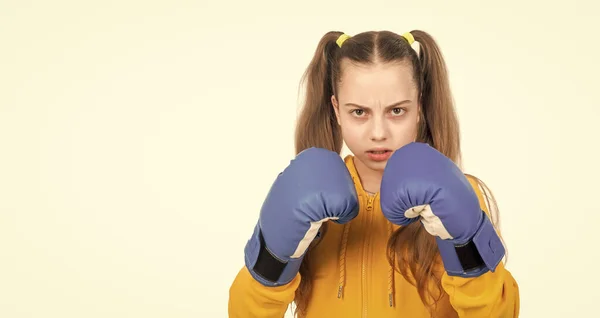 She Fight Concentrated Kid Punching Fist Fight Teen Girl Boxing — Stock Photo, Image