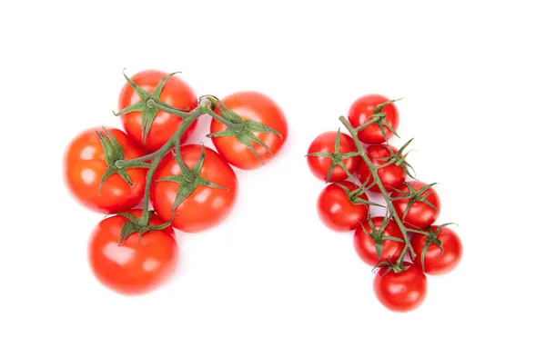 Tamanho Diferente Cacho Tomates Cereja Vermelho Legumes Isolados Branco — Fotografia de Stock