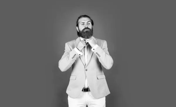 Well Groomed Man Wedding Formalwear Has Beard Beauty — Stock Photo, Image