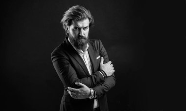 Modern başarılı erkek iş kariyerini, berber salonu konseptini temsil et.