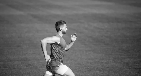 Homem Atlético Competir Sprint Esporte Estilo Vida Saudável Treinamento Fitness — Fotografia de Stock