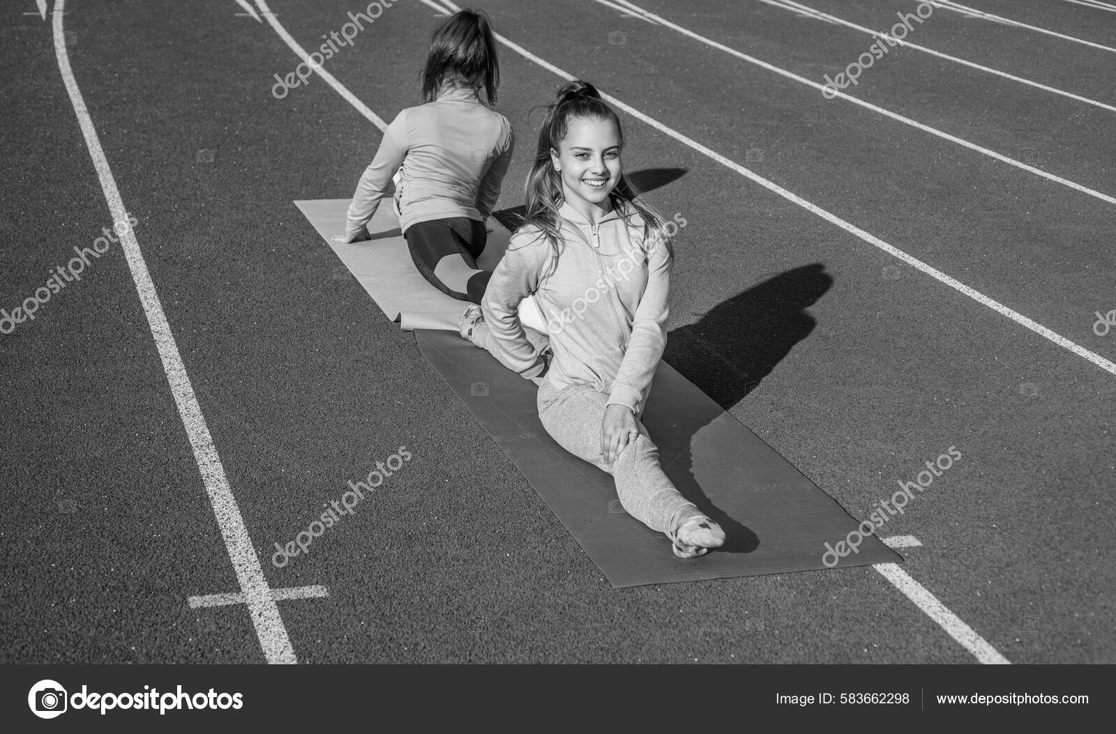 Gymnasts Prepare Competition Athletes Warm Stadium Gym Split
