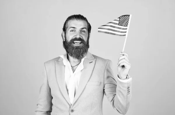 Arbete Och Resor Till Usa Självständighetsdagen Manlighet Och Karisma Formellt — Stockfoto