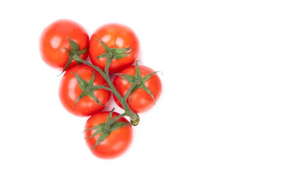 Egy Csomó Piros Cseresznye Paradicsom Zöldség Elkülönítve Fehér Alapon Másolás — Stock Fotó
