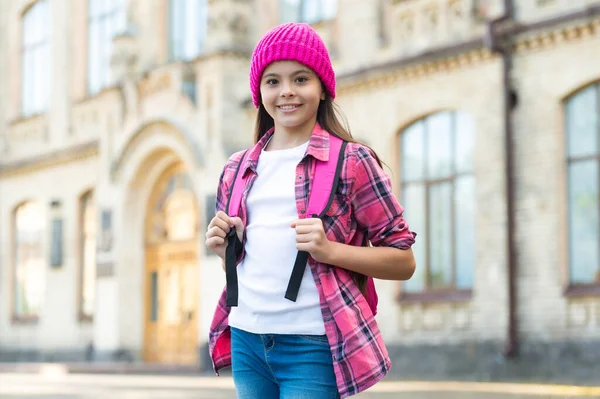 Happy Teen Girl Back School Outdoors Education —  Fotos de Stock