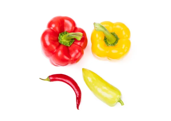 Fresh Ripe Bell Chili Pepper Isolated White Healthy Vegetable — Stock Photo, Image