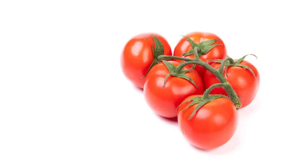 Grupo Tomates Cereja Vermelhos Legumes Isolados Branco Espaço Cópia — Fotografia de Stock