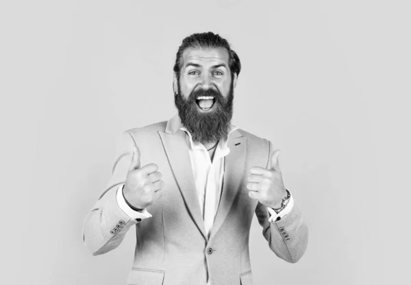 stock image real happiness. fashion model wear jacket. happy brutal bearded man. Confident and successful. stylish man. bearded stylish businessman. Handsome confident man with perfect hairstyle.