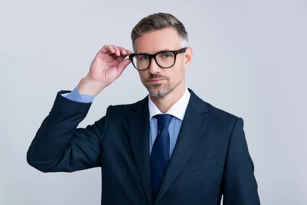 Mature Leader Formal Business Suit Spectacles — Foto de Stock