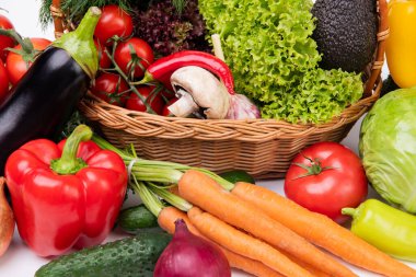 variety of fresh and ripe colorful vegetables. selective focus.