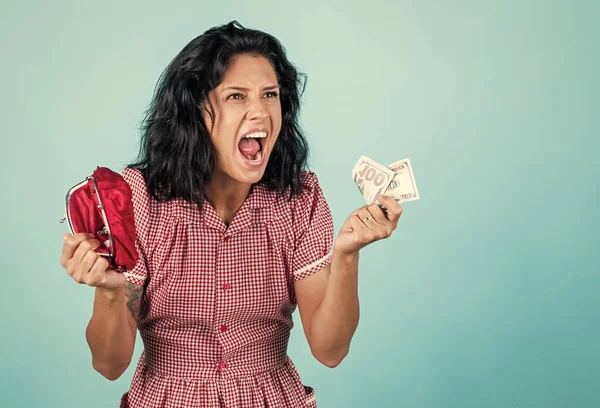 Shopaholic Economy Crisis Concept Female Housewife Has Financial Problem Girl — Φωτογραφία Αρχείου
