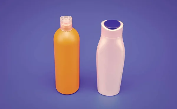 Elección Popular Para Almacenar Dispensar Fondo Azul Hdpe Botellas Champú — Foto de Stock