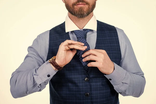 Beschnitten Mann Geschäftsmann Krawatte Krawatte Isoliert Auf Weiß Mode — Stockfoto