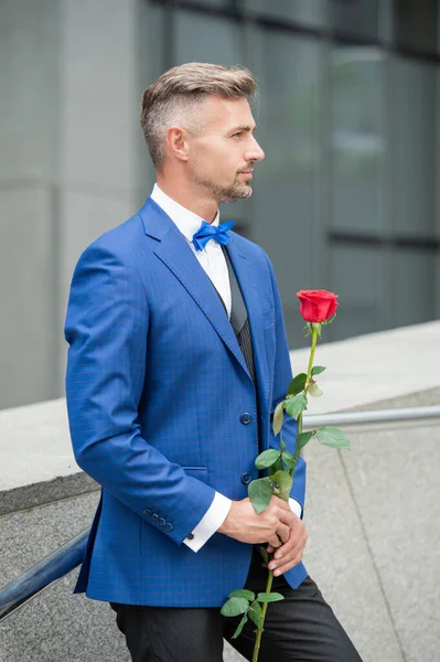 Proposal Concept Adult Tuxedo Man Preparing Proposal Man Marriage Proposal — стоковое фото