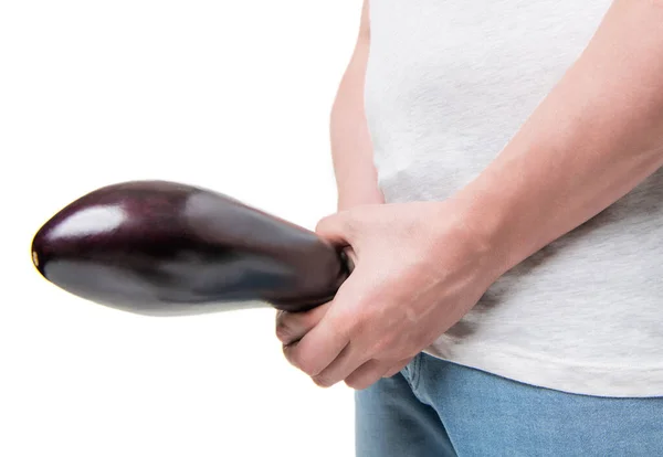 Eggplant Arousal Food Imitating Potency Isolated White Background — Stockfoto