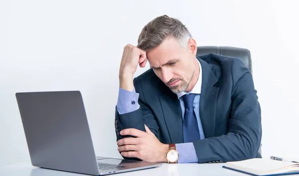 Mature Overworked Ceo Sitting Business Office — стоковое фото