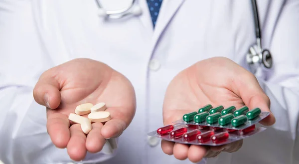 Pills Medications Hands Hold Medication Vitamin Pills Blister — Foto de Stock