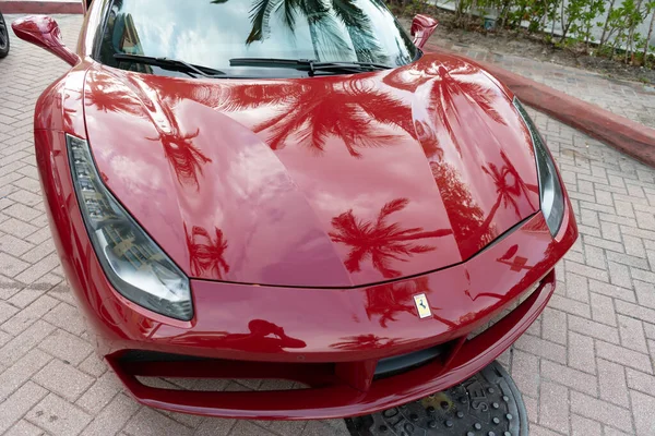 Miami Beach Florida Usa April 2021 Red Ferrari 488 Gtb — Stock fotografie