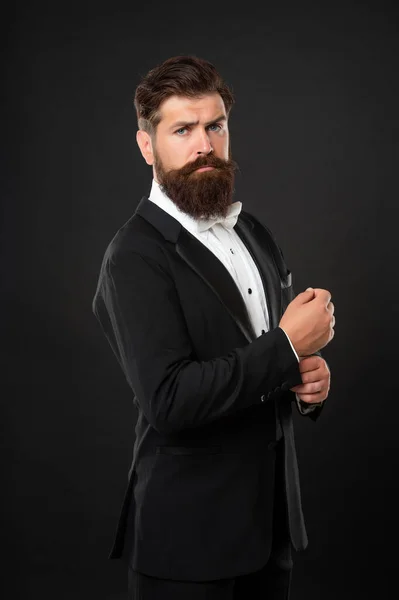 Brutal Gentleman Tuxedo Black Background Gentlemen — Fotografia de Stock