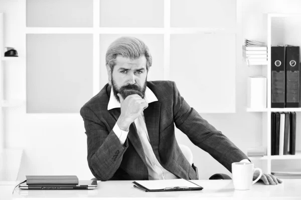 Sealing Deal Portrait Handsome Ceo Busy Mature Man Office Businessman — Stock Photo, Image