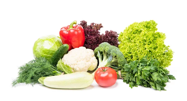Variety Fresh Ripe Vegetables Isolated White Veggies — Stockfoto