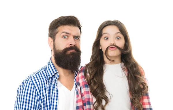 Moustache Your Nose Father Moustache Beard Hair Little Daughter Long — Stock Photo, Image