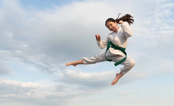 Martial Art Concept Teen Girl Practicing Martial Art Girl Martial — Photo