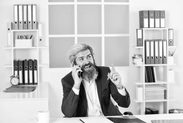 What Great Idea Chief Information Officer Has Phone Call Smiling — Stock Photo, Image
