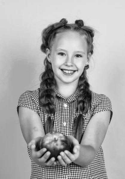 Bambino Adolescente Felice Con Mele Piene Vitamina Raccolte Dal Raccolto — Foto Stock