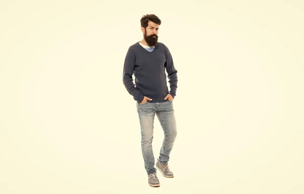 Hipster Isolated White Confident Handsome Guy Moustache Male Fashion Mens — Stockfoto