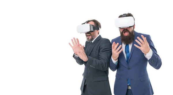 Virtual Reality Partnership Teamwork Digital Future Innovation Businessmen Wear Glasses — Foto de Stock