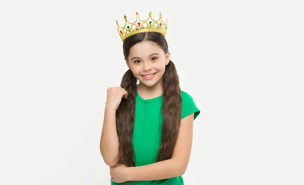 Mine Dreams Come True Champion Small Girl Going Try Crown —  Fotos de Stock