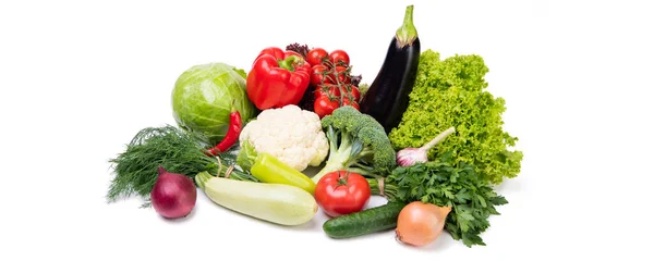 Variety Fresh Ripe Vegetables Isolated White Healthy Vitamin — Stockfoto