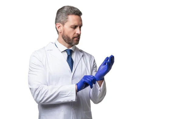 Doctor Get Ready Wearing Protecting Gloves Sterile Protective Gloves Surgeon — Zdjęcie stockowe