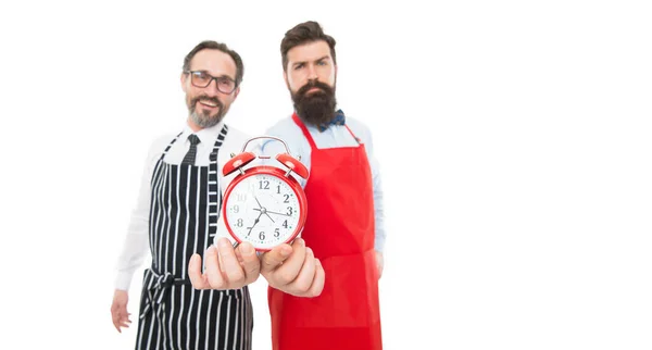 Retro Clock Hands Men Lunch Time Catering Business Fast Food — Photo