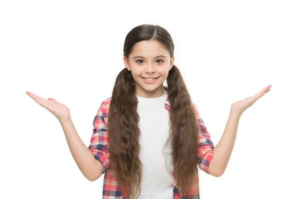 Small Girl Isolated White Kid Wear Checkered Shirt Jeans Care — Photo