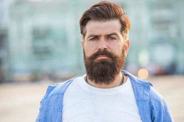 Bearded Man Walk Face Man Beard Brutal Casual Man Outdoor — Foto de Stock