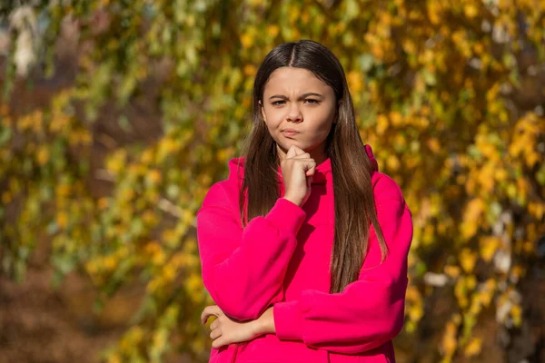 Thinking Teen Girl Outdoor Autumn Season — ストック写真